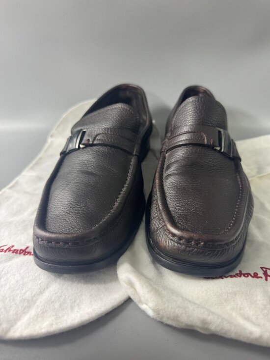 Salvatore Ferragamo Flori 2 Stitched Brown Leather Loafer Men’s Shoe Size US 11 main image 10